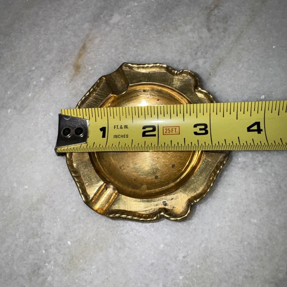 Heavey Brass Ornate Ashtray Made in India-‎ 4 Cigarette Rests